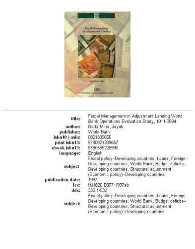 Fiscal management in adjustment lending