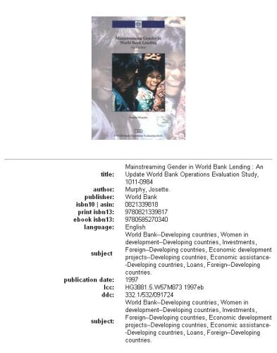 Mainstreaming gender in World Bank lending: an update