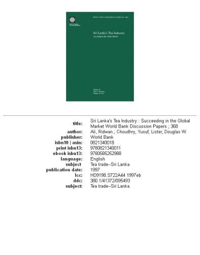 Sri Lanka's tea industry: succeeding in the global market, Parts 63-368