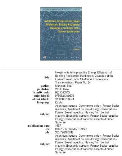 Investments to improve the energy efficiency of existing residential buildings in countries of the former Soviet Union