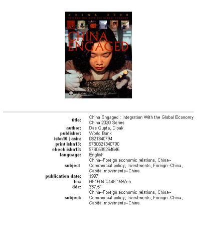 China engaged: integration with the global economy