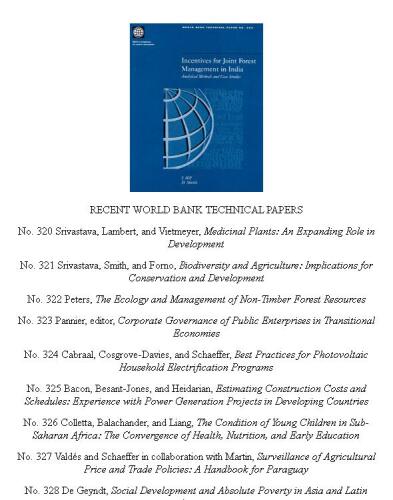Incentives for Joint Forest Management in India: analytical methods and case studies, Volumes 23-394