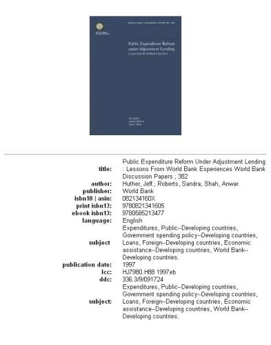 Public expenditure reform under adjustment lending: lessons from World Bank experiences, Parts 63-382
