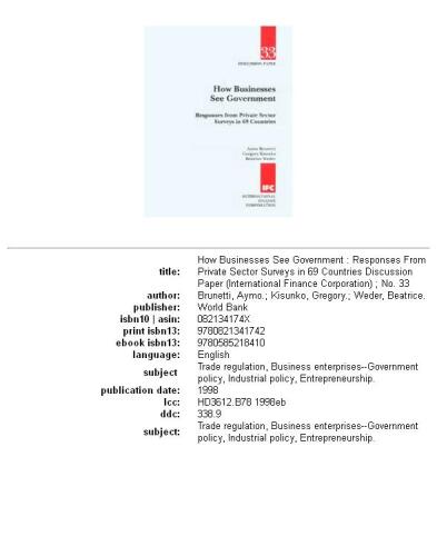 How businesses see government: responses from private sector surveys in 69 countries, Part 63