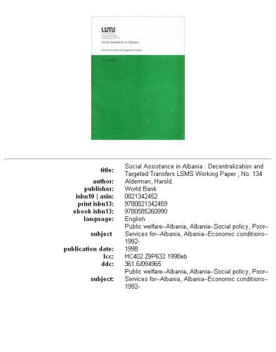 Social assistance in Albania: decentralization and targeted transfers