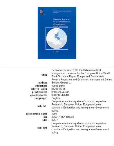 Economic research on the determinants of immigration: lessons for the European Union, Volumes 23-438