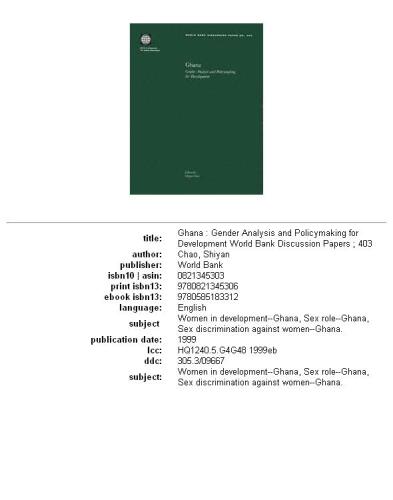 Ghana: gender analysis and policymaking for development, Parts 63-403