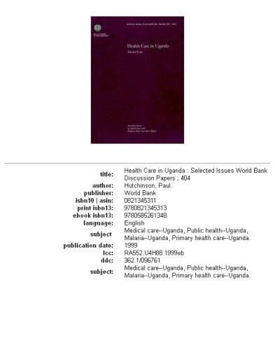 Health care in Uganda: selected issues, Parts 63-404