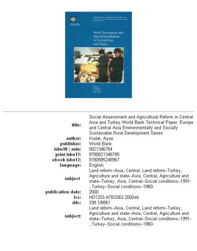 Social assessment and agricultural reform in Central Asia and Turkey, Volumes 23-461