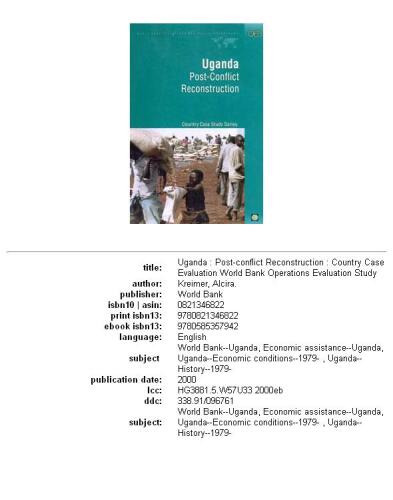 Uganda: post-conflict reconstruction