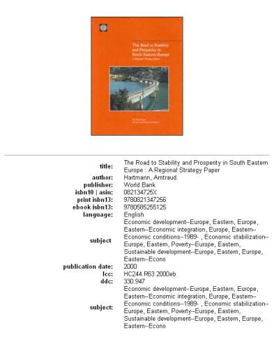 The road to stability and prosperity in South Eastern Europe: a regional strategy paper