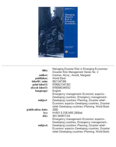 Managing disaster risk in emerging economies