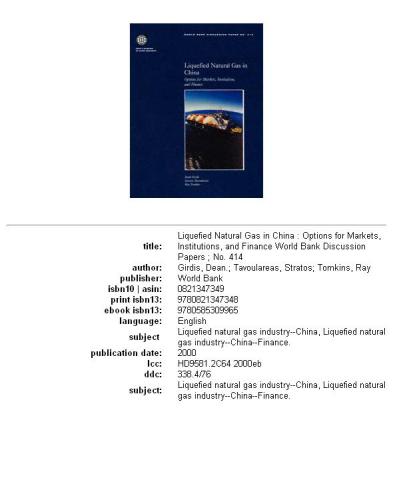 Liquefied natural gas in China: options for markets, institutions, and finance, Parts 63-414