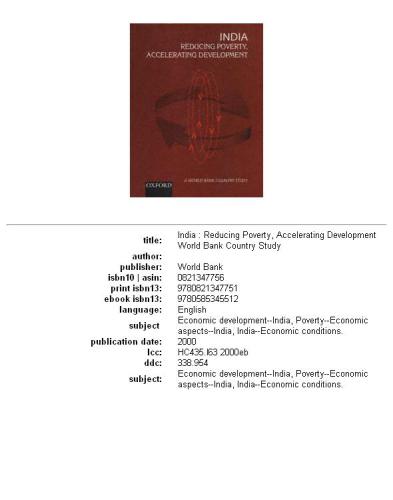 India: reducing poverty, accelerating development