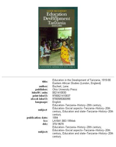 Education in the development of Tanzania 1919-90
