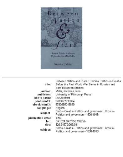 Between nation and state: Serbian politics in Croatia before the First World War