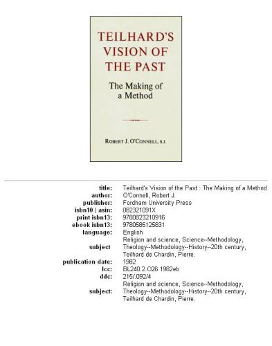 Teilhard's vision of the past: the making of a method