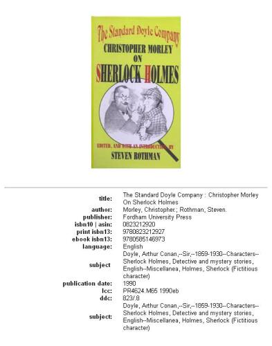 The standard Doyle company: Christopher Morley on Sherlock Holmes