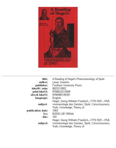 A reading of Hegel's Phenomenology of spirit