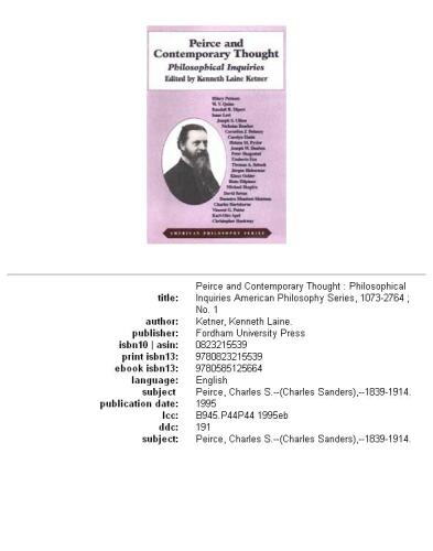 Peirce and contemporary thought: philosophical inquiries