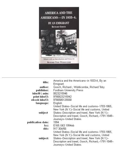 America and the Americans in 1833-4, by an emigrant