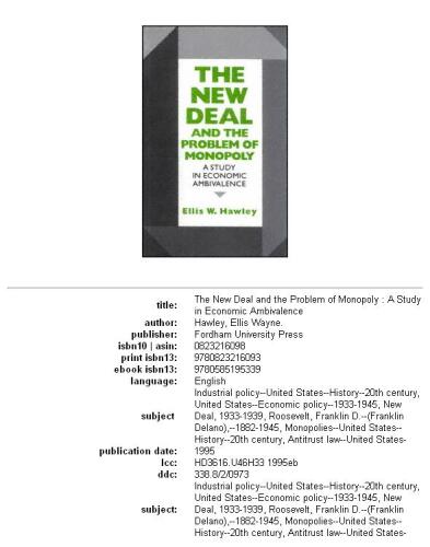 The New Deal and the problem of monopoly: a study in economic ambivalence