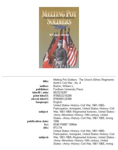 Melting pot soldiers: the Union's ethnic regiments