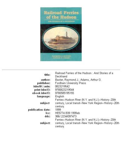 Railroad ferries of the Hudson: and stories of a deckhand