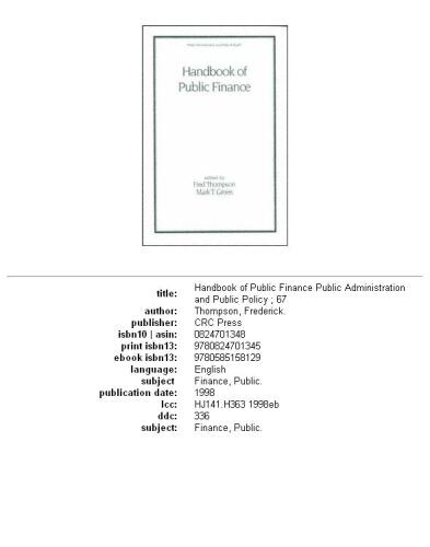 Handbook of public finance