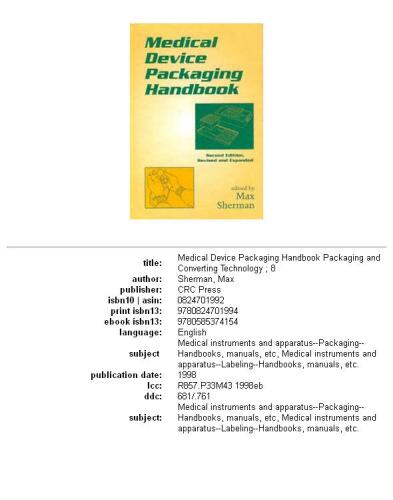 Medical device packaging handbook