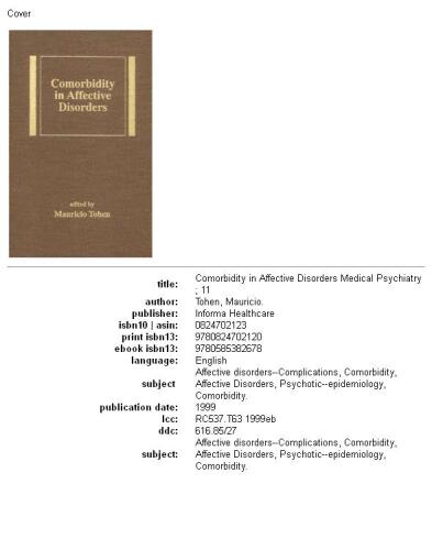 Comorbidity in affective disorders