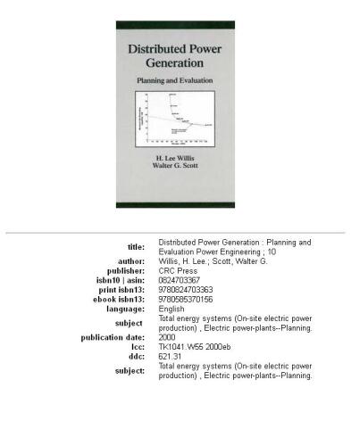 Distributed power generation: planning and evaluation