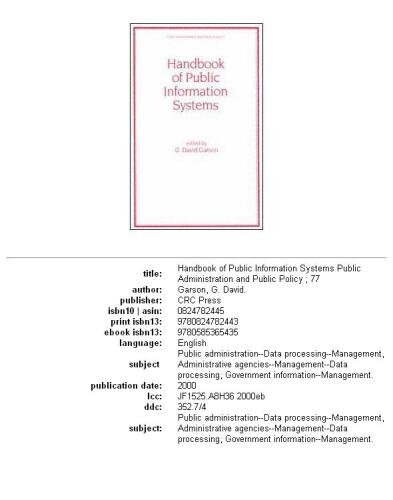 Handbook of public information systems