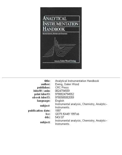 Analytical instrumentation handbook
