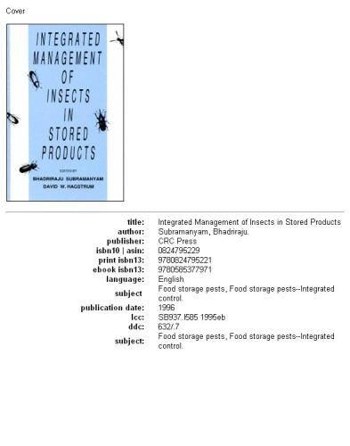 Integrated management of insects in stored products