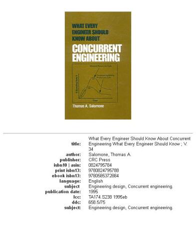 What every engineer should know about concurrent engineering