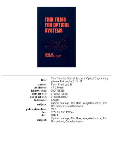Thin films for optical systems