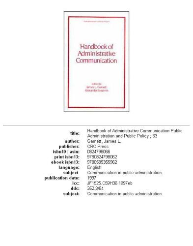 Handbook of administrative communication