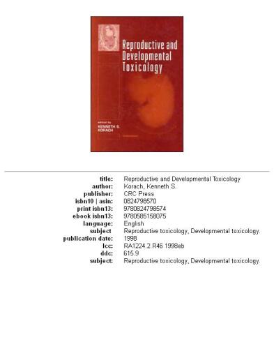 Reproductive and developmental toxicology