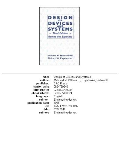 DESIGN OF DEVICES AND SYSTEMS