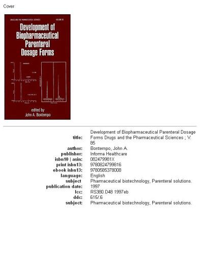 Development of biopharmaceutical parenteral dosage forms