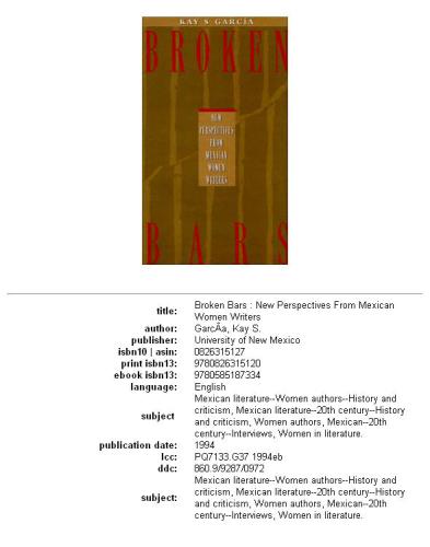 Broken bars: new perspectives from Mexican women writers