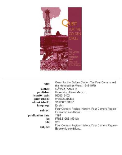 Quest for the golden circle: the Four Corners and the metropolitan West, 1945-1970