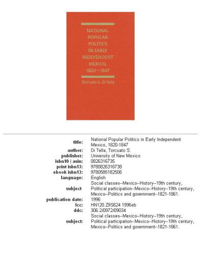 National popular politics in early independent Mexico, 1820-1847