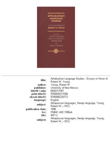 Athabaskan language studies: essays in honor of Robert W. Young