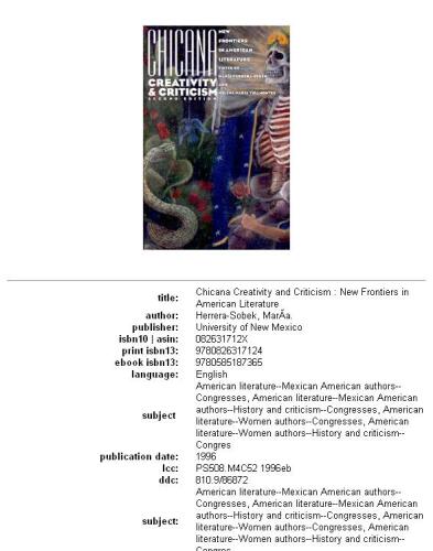 Chicana creativity and criticism: new frontiers in American literature