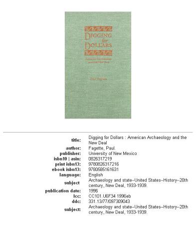 Digging for dollars: American archaeology and the New Deal
