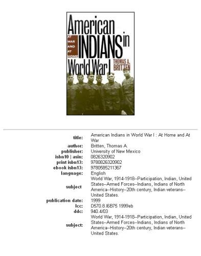 American Indians in World War I: at home and at war