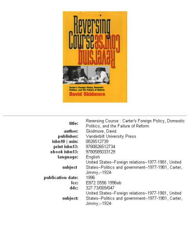 Reversing course: Carter's foreign policy, domestic politics, and the failure of reform