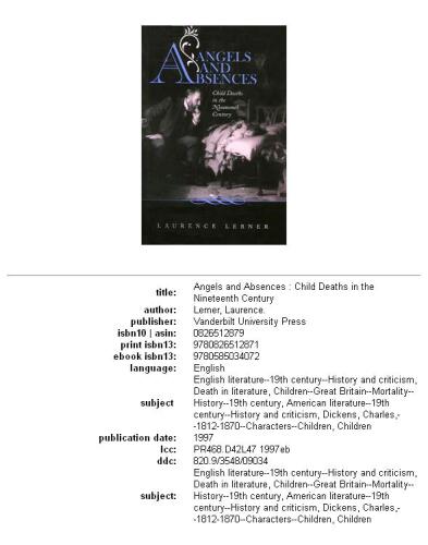 Angels and absences: child deaths in the nineteenth century